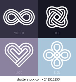 Vector set of abstract line logos and infinity signs - graphic design elements and emblems 