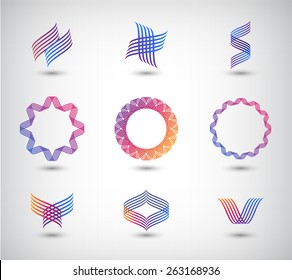 Vector Set Of Abstract Line Logos, Icons Isolated