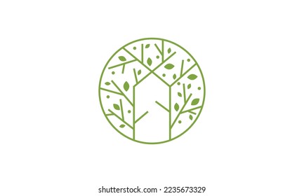 Vector set of abstract logo design templates in simple linear style - cozy home emblems, houses and plants stay at home	