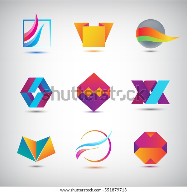 Conjunto de vectores de logos abstractos, iconos. elementos mínimos ...