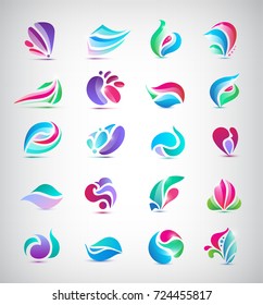 Vector set of abstract logos. May be used for spa, cosmetics, web sites, eco, etc. 