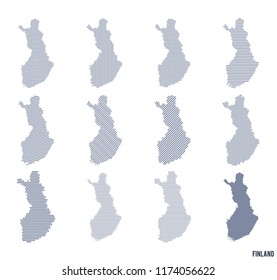 Vector set of abstract maps of Finland in different styles.
