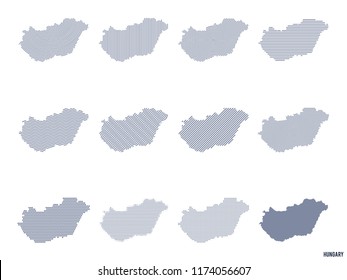 Vector set of abstract maps of Hungary in different styles.
