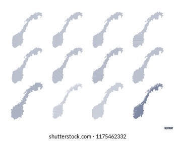 Vector set of abstract maps of Norway in different styles.