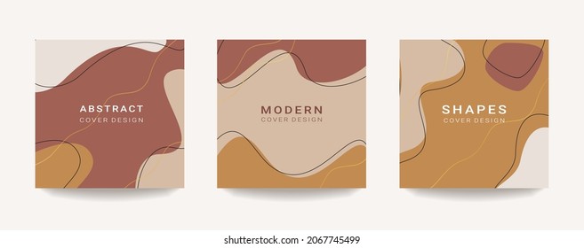 Vector set of abstract minimal fluid shapes background. Design templates for social media posts and stories.
