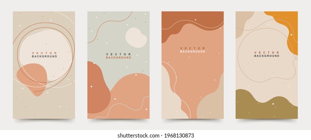 Vector set of abstract minimal trendy background templates with  color shapes,graphic elements.Illustration for posters,invitation,social media stories and posts,cover, flyers,banners.