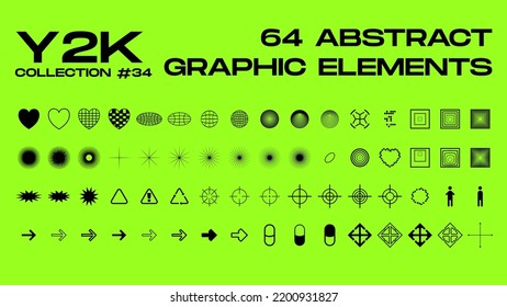 Vector set of abstract minimalistic geometric elements. Contemporary simple various zigzag shapes, curves, lines, triangles, circles for icons, logo, UI. Vector illustration