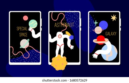Vector. Set of abstract modern colorful space templates for flyers, banners, postcards, web design and other.