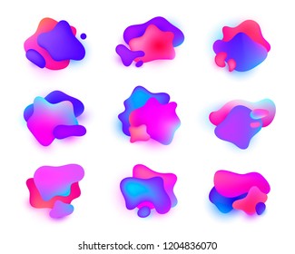 Vector set of abstract modern graphic elements, bubbles. Dynamical colored forms, shapes. Gradient liquid flowing banners. Template for logo design, flyer or presentation.