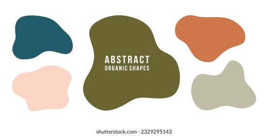 Vector set of abstract organic shapes. Modern minimal backgrounds in pastel colors. Hand drawn organic blobs different shape. Simple design elements. Vector illustration