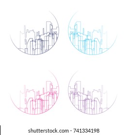 vector set of abstract outline cityscape