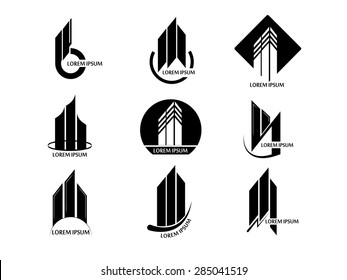 vector set of abstract real estate building tower logo on white background