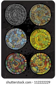 Vector set of abstract round backgrounds in different color style