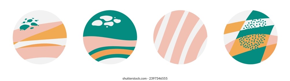 Vector set of abstract round donuts in pastel pink and green shades.