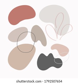Vector set of abstract rounded organic shapes in flat style on a white background. Trendy organic and minimalistic design for banner, cover, wallpaper, stories background decoration. EPS 10