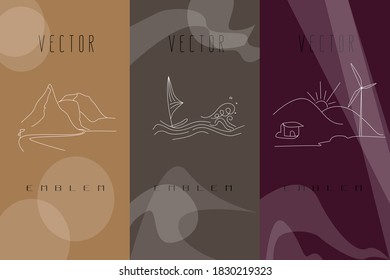 Conjunto de vectores de color real abstracto fondos creativos con historia en medios sociales y elegantes emblemas plantilla ilustración vectorial