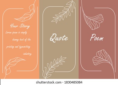 Vector set of abstract royal color creative quote,story and poem emblem template vector, stylish trendy fashion vector illustration