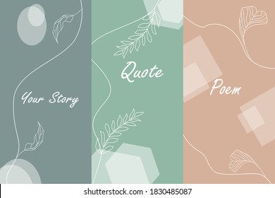 Conjunto vectorial de color real abstracto cita creativa, historia y plantilla de emblema de poema vector, moda elegante ilustración vectorial