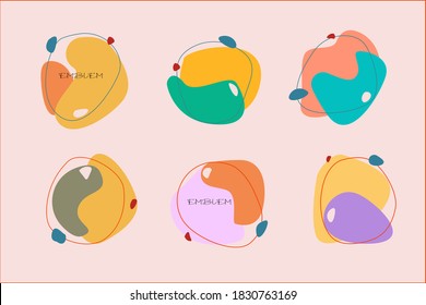 Vector set of abstract royal color fashion brand quote and poem creative emblem template vector illustration