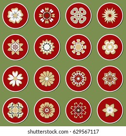 vector set of abstract shapes, decorative flowers for decoration, design, scrapbooking