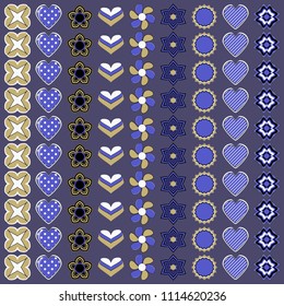vector set of abstract shapes, design elements, decorative flowers and hearts