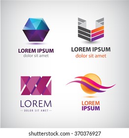Vector set of abstract shapes, abstract logos, icons isolated. Colorful logo, identity for company, web logo. 