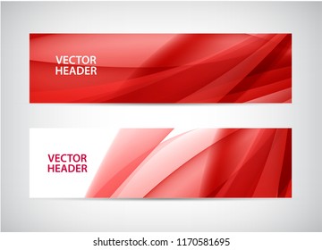 Vector set of abstract silk wavy headers, red banners. Use for web site, ad, brochure, flyer