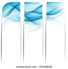 Conjunto de vectores de pancartas azules de humo abstracto. Eps10. 