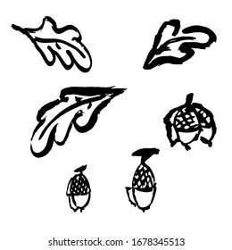 Vector set of abstract strokes and spots