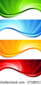 Vector set of abstract swirl banners; clip-art