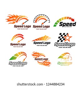 vector set of abstract tachometers speedometers idea for the concept of logo. Speed logo.