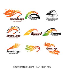 vector set of abstract tachometers speedometers idea for the concept of logo. Speed logo.