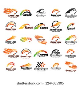 vector set of abstract tachometers speedometers idea for the concept of logo. Speed logo.