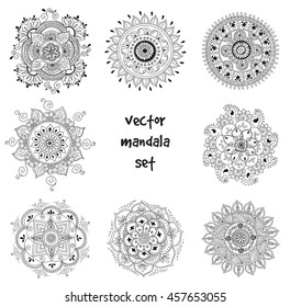 Vector Set Abstract Tattoo Henna Mandala Stock Vector Royalty Free Shutterstock