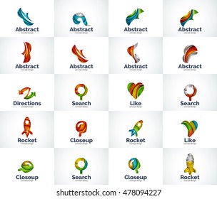 Vector set of abstract unusual internet logo icons - universal geometric concepts
