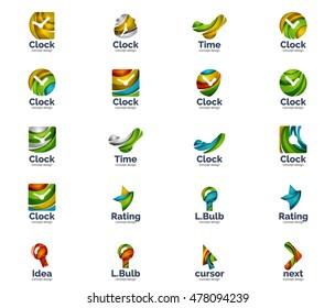 Vector set of abstract unusual internet logo icons - universal geometric concepts