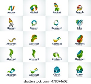 Conjunto de vectores de íconos abstractos del logotipo de Internet - conceptos geométricos universales