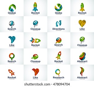 Ensemble d'images vectorielles d'icônes de logo abstraites inhabituelles - concepts géométriques universels