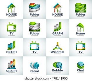 Vector set of abstract unusual internet logo icons - universal geometric concepts