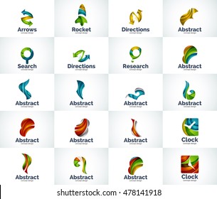 Vector set of abstract unusual internet logo icons - universal geometric concepts