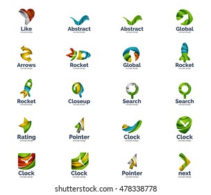 Vector set of abstract unusual internet logo icons - universal geometric concepts