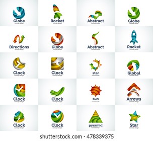 Vector set of abstract unusual internet logo icons - universal geometric concepts