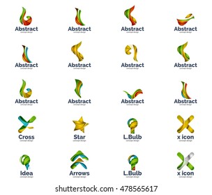 Vector set of abstract unusual internet logo icons - universal geometric concepts