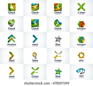 Vector set of abstract unusual internet logo icons - universal geometric concepts