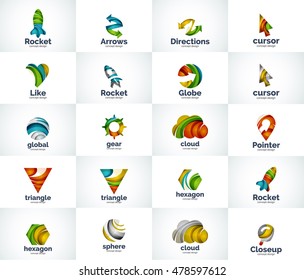 Vector set of abstract unusual internet logo icons - universal geometric concepts