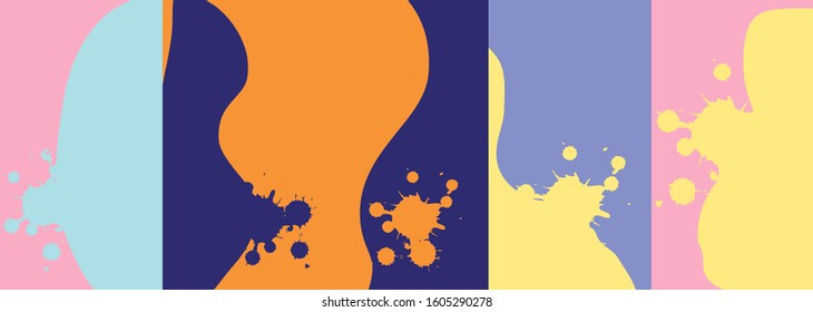 Vector set of abstract vertical social media stories templates. Colorful pastel abstract shapes