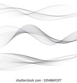 vector set of abstract waves. black on white. smoke