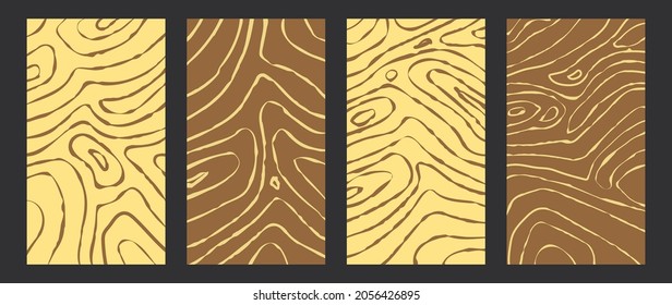 Vector set of abstract wood pattern motif random lines vector design background