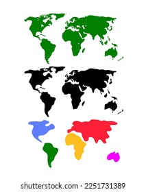 vector set of abstract world maps isolated on white background. graphic design of simple world map