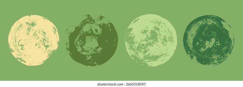 Vector set of abstract zucchini, courgette, and gourd slices with textured hand-printed style for organic food, eco packaging, and botanical design projects.